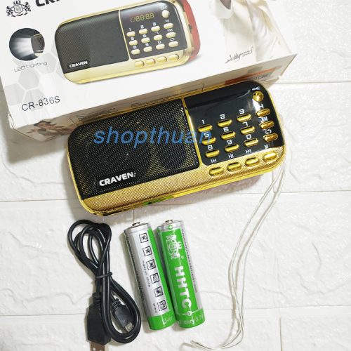 Loa Craven CR-836s 2 Pin - Có Đèn Pin Nghe Thẻ Nhớ USB