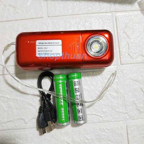 Loa BKK K51 Có 2 Pin - Có Đèn Pin Nghe Thẻ Nhớ USB FM