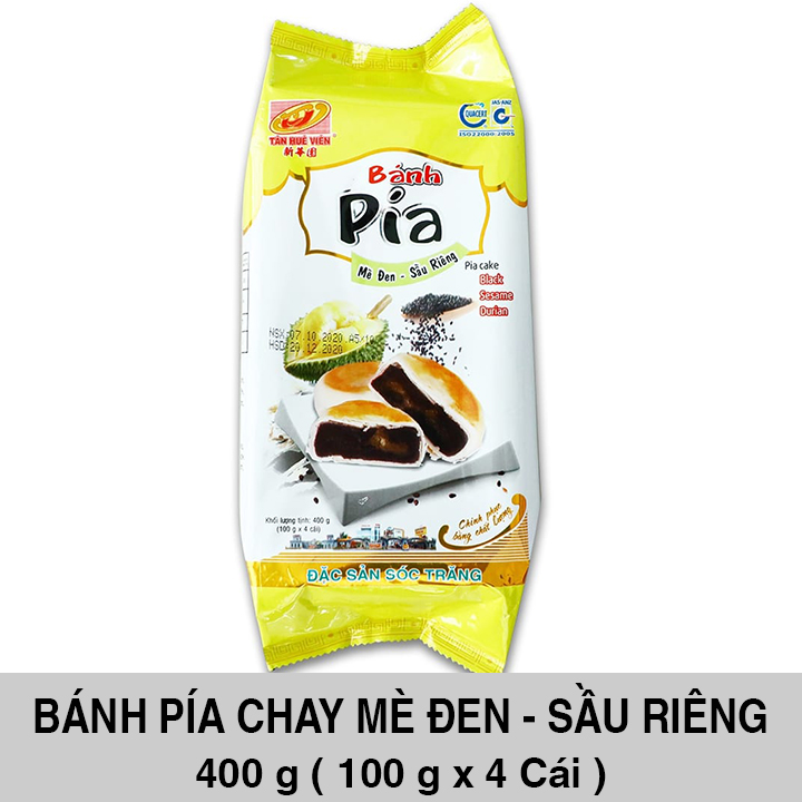 BANH PIA ME DEN SAU RIENG 400GR Bánh Pía Chay Mè Đen 400gr ( 4 cái x 100 gr )