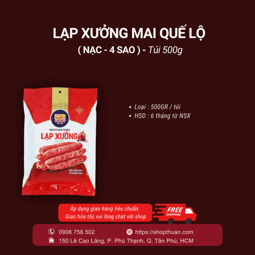 Lạp xưởng Mai Quế Lộ Tân Huê Viên ( túi 500g)