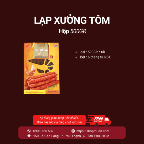 Lạp xưởng Tôm Tân Huê Viên ( hộp 500g)