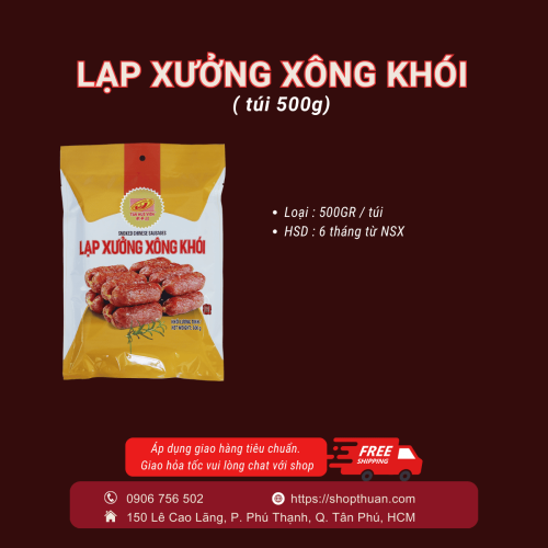 Lạp Xưởng Xông Khói 500 Gram ( Túi ) - Tân Huê Viên