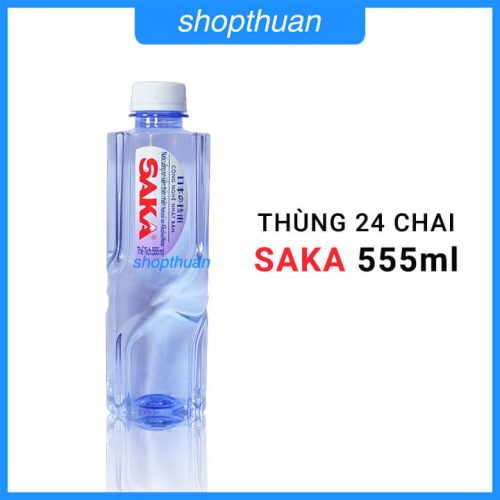 Nước Saka 555ml thùng 24 chai - Nước uống Ion kiềm thiên nhiên